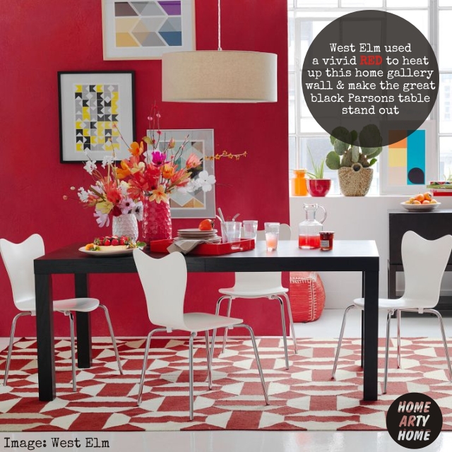 Colour Gallery Walls red west elm parsons table