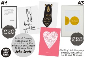 John Lewis Art Frames homeartyhome A4 and A3 -Home Arty Home