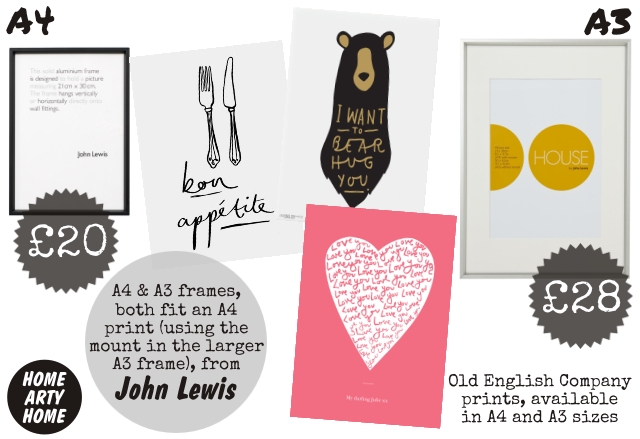 John Lewis Art Frames homeartyhome A4 and A3