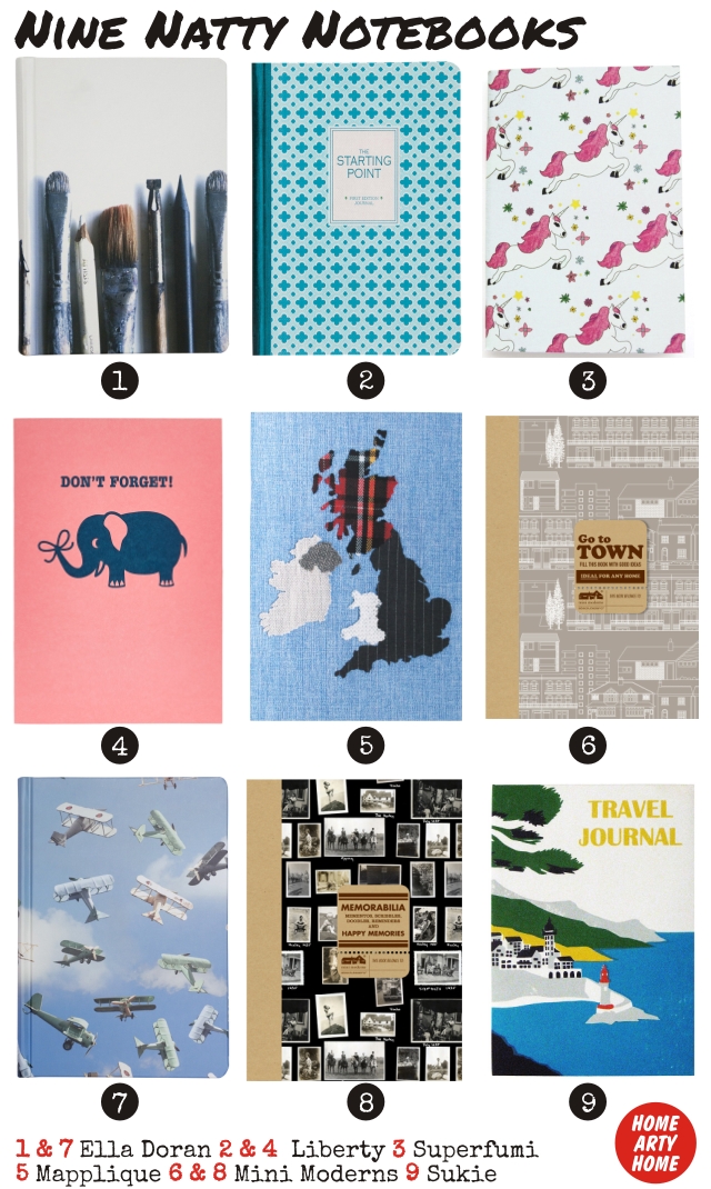 Nine Natty Notebooks homeartyhome