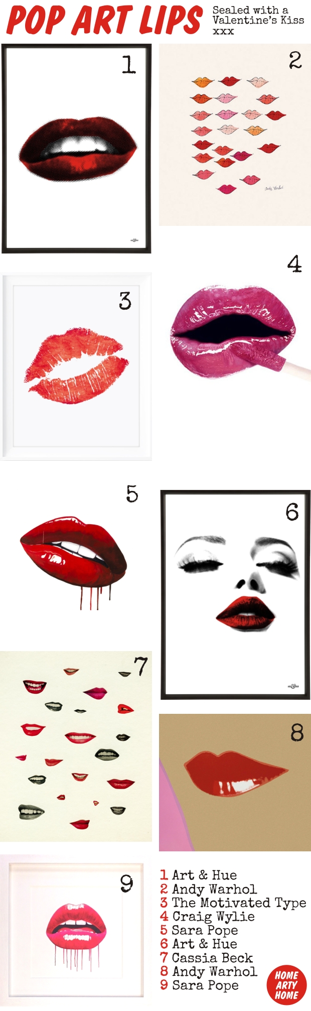 Pop Art Lips Sealed with a Valentines Kiss homeartyhome